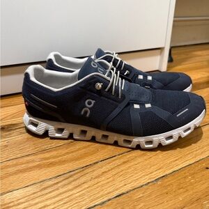 On Running Men's Navy and White Athletic Running Shoes